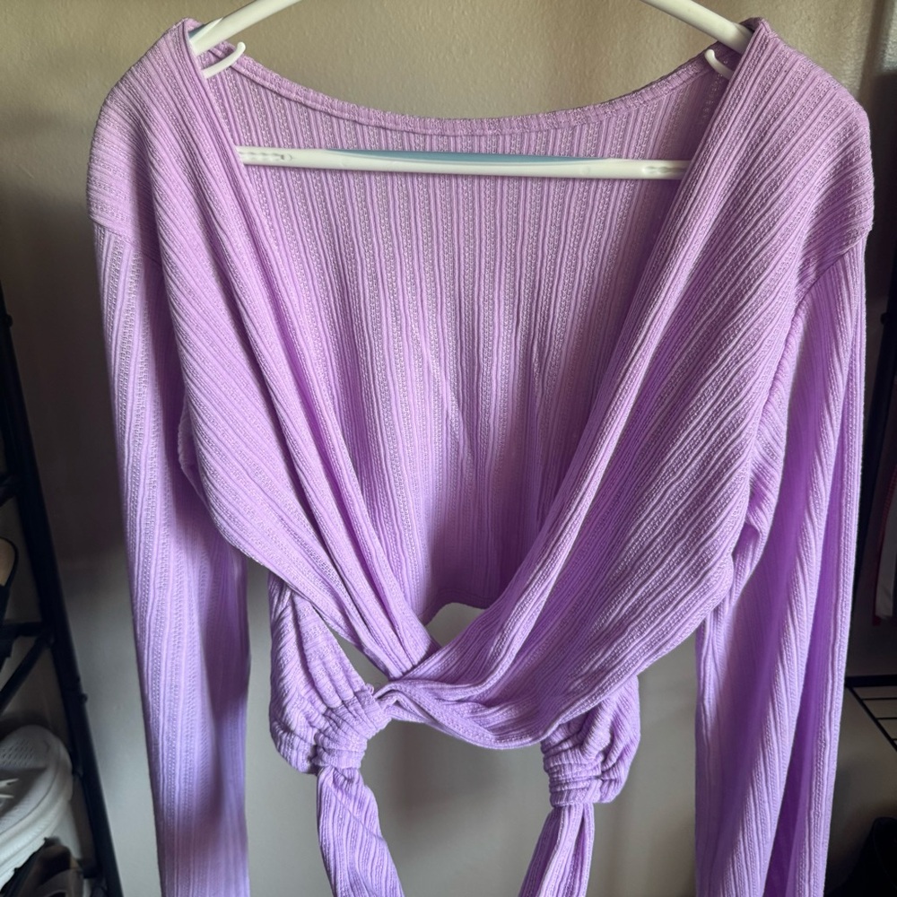 Lavender Ribbed Knit Women's Top - Picture 3 of 3